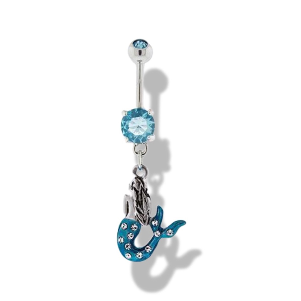 Silver and Blue Mermaid Charm Earrings